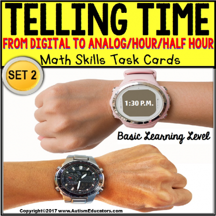 TELLING TIME To The Hour and Half Hour Task Cards “Task Box Filler” SET 2